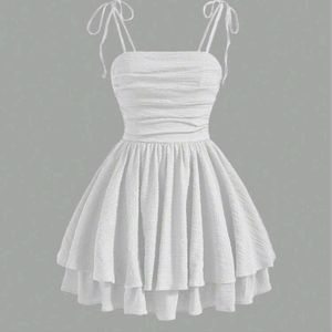 Solid Ruched Bust Tie Shoulder Cami Dress